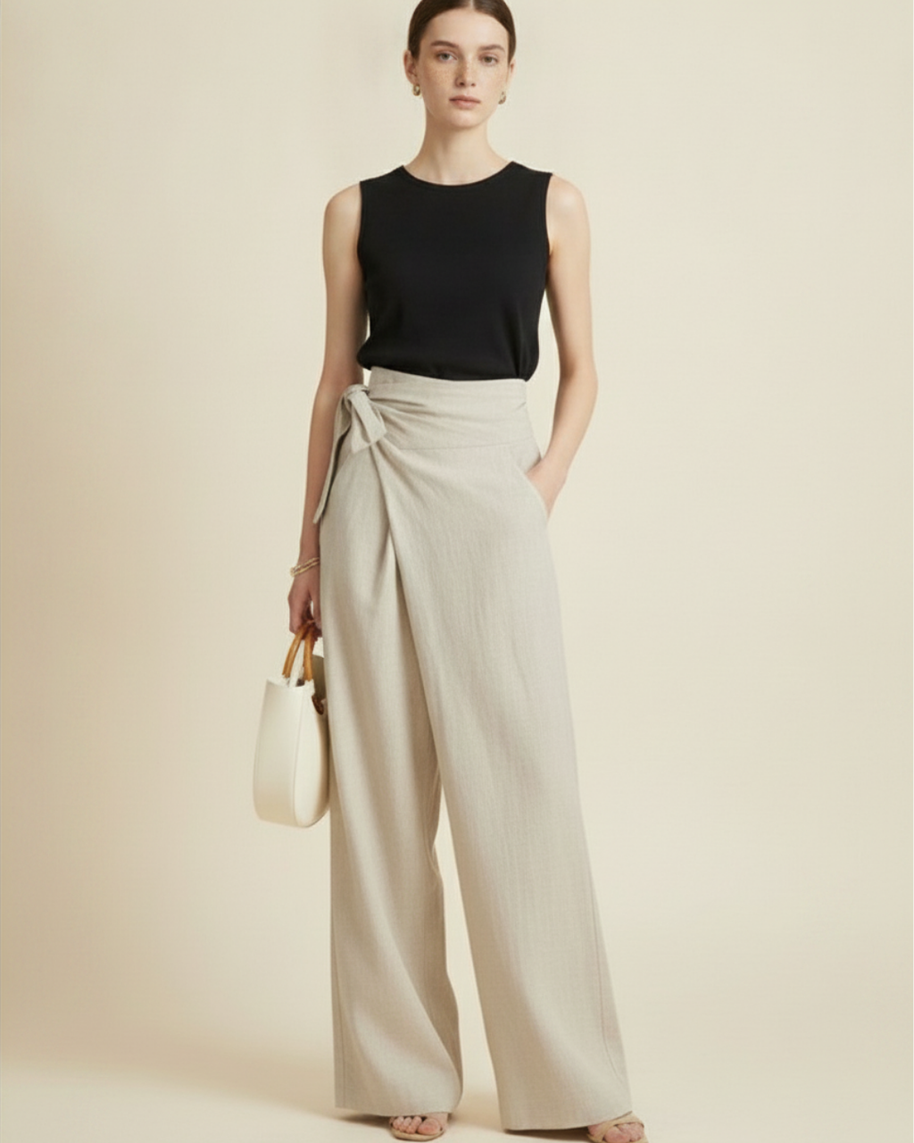 Women's Linen Wide Leg Trousers – High Waist Relaxed Fit Pants