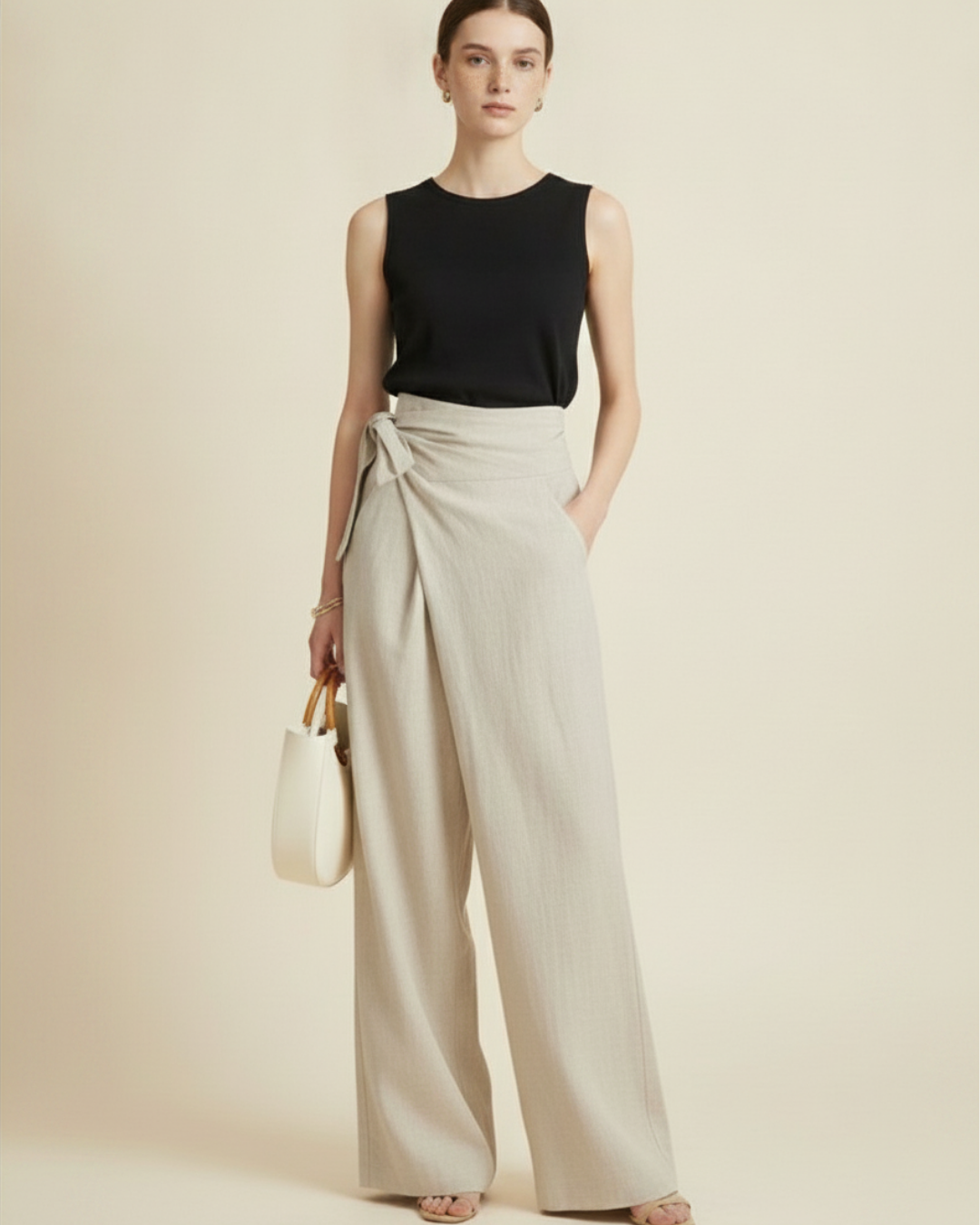 Women's Linen Wide Leg Trousers – High Waist Relaxed Fit Pants