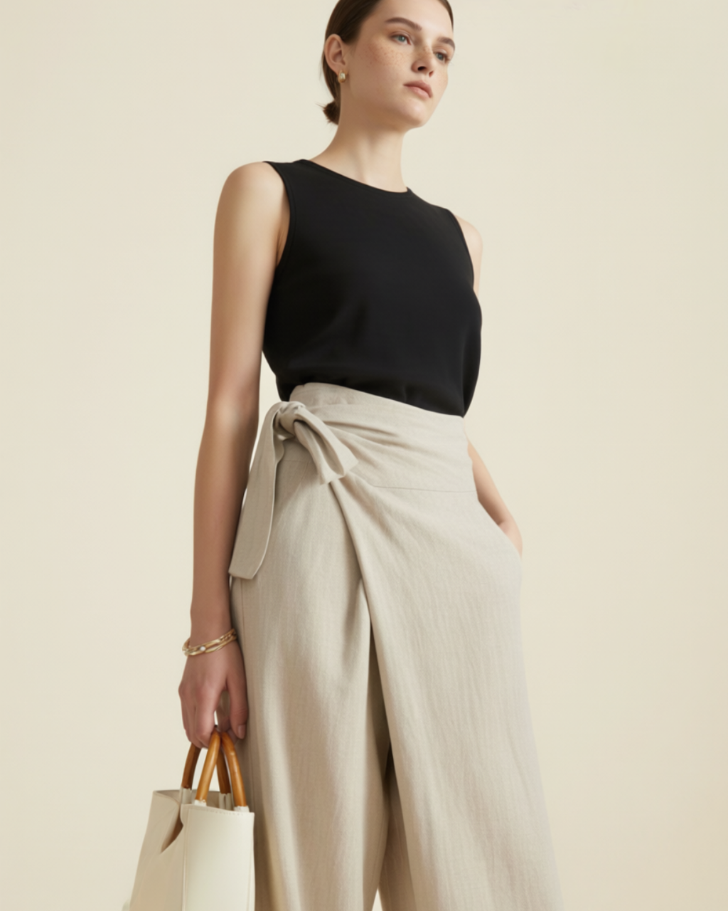 Women's Linen Wide Leg Trousers – High Waist Relaxed Fit Pants