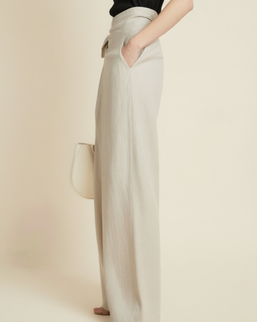 Women's Linen Wide Leg Trousers – High Waist Relaxed Fit Pants