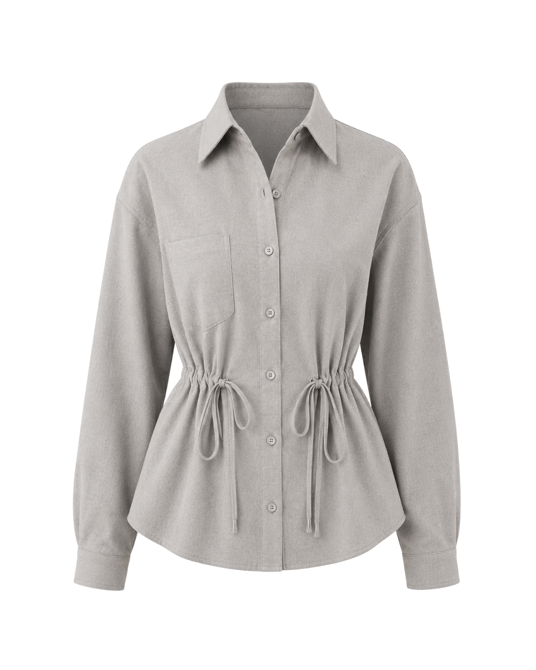 Women's Long Sleeve Button Shirt – Elegant Bow Waist Blouse