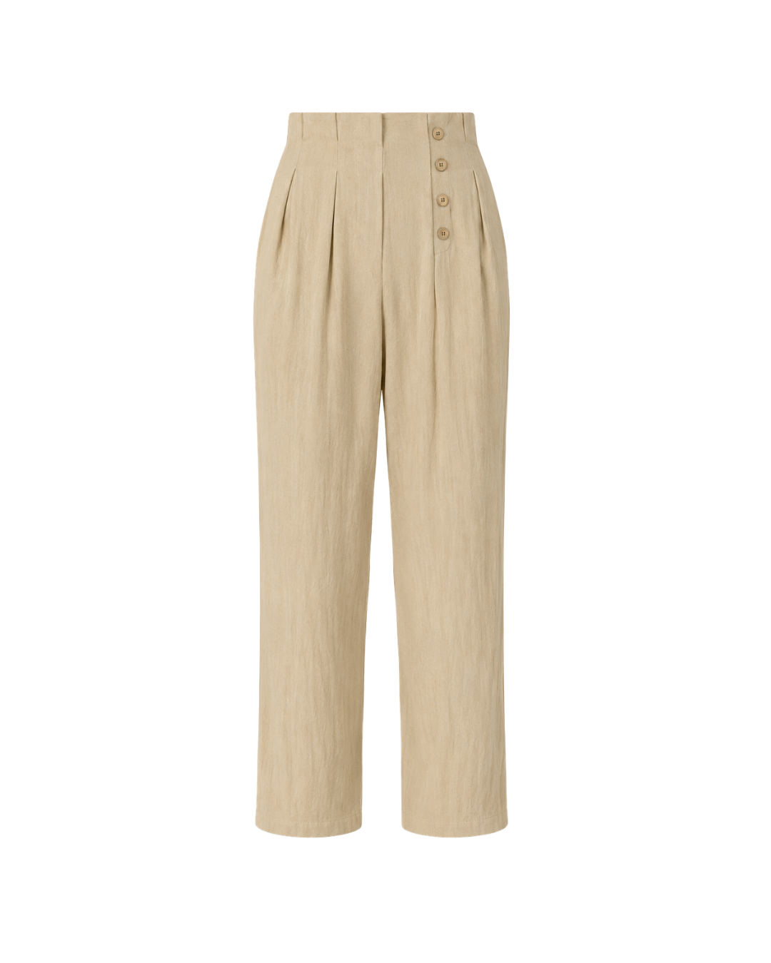 Women's Cotton Linen High-Waisted Trousers – Straight Leg Casual Pants