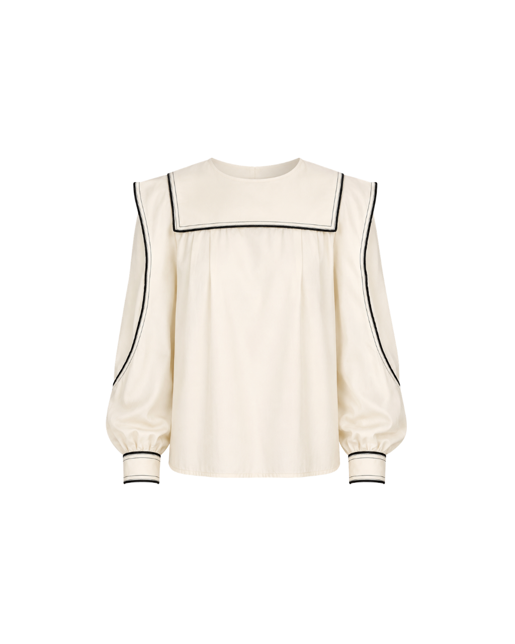Women's Cotton Contrast Stitch Shirt – Elegant Long Sleeve Blouse
