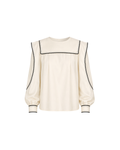 Women's Cotton Contrast Stitch Shirt – Elegant Long Sleeve Blouse
