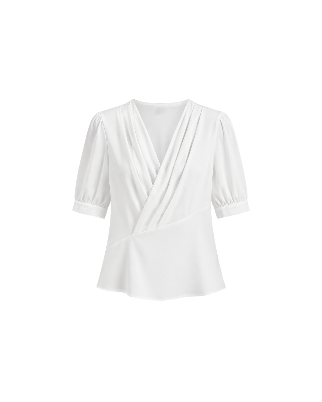 Women's V-Neck Short Sleeve Blouse – Elegant Polyester Shirt Top