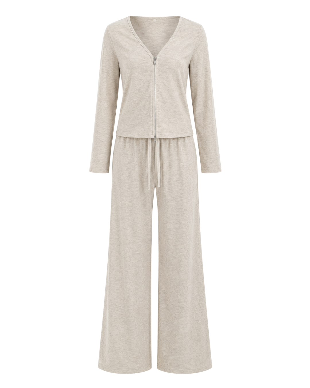 Women's Two-Piece Lounge Set – Long Sleeve Top & Relaxed Trousers