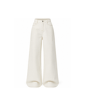 Women's White High-Waisted Wide Leg Jeans – Cotton Denim Trousers