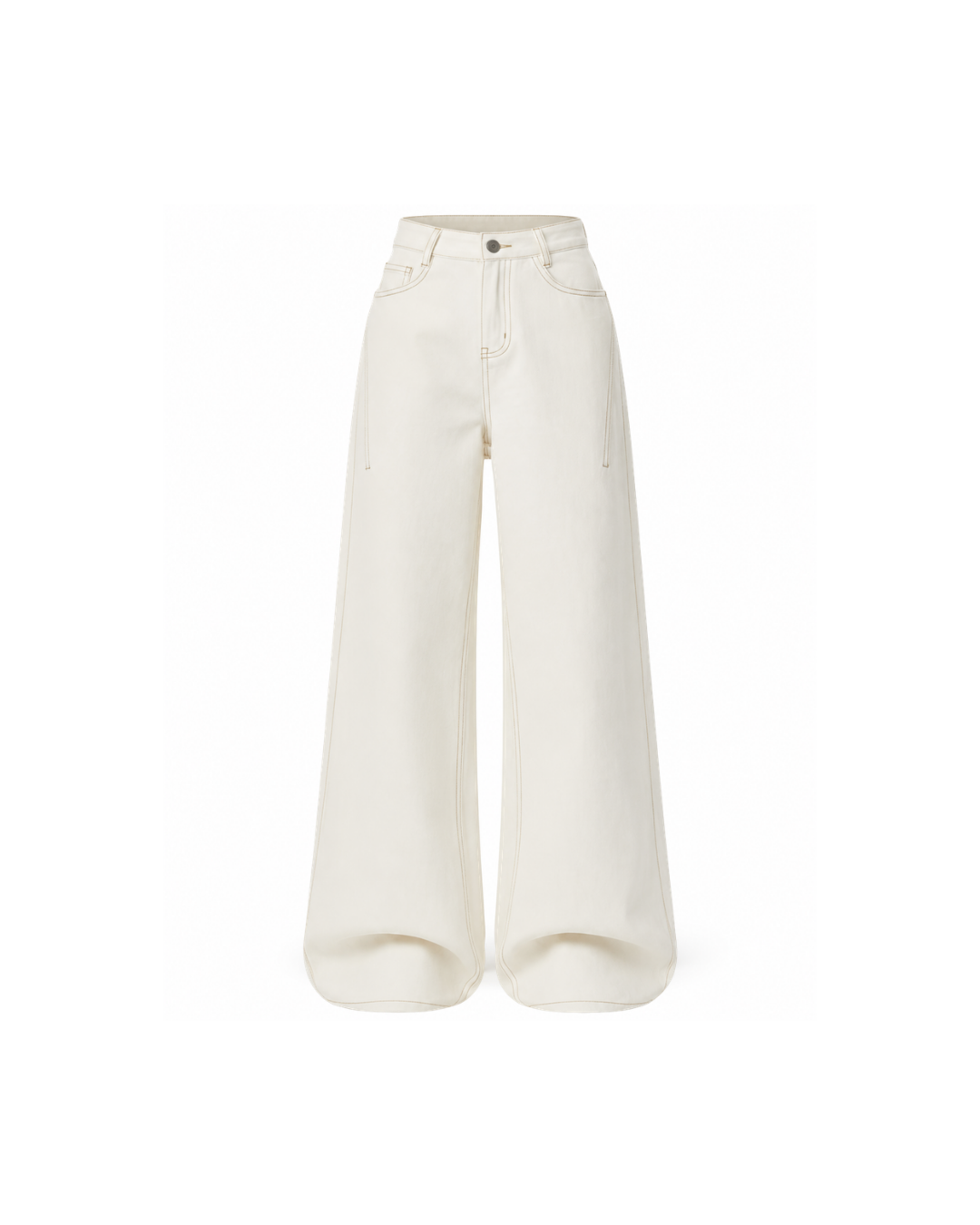 Women's White High-Waisted Wide Leg Jeans – Cotton Denim Trousers