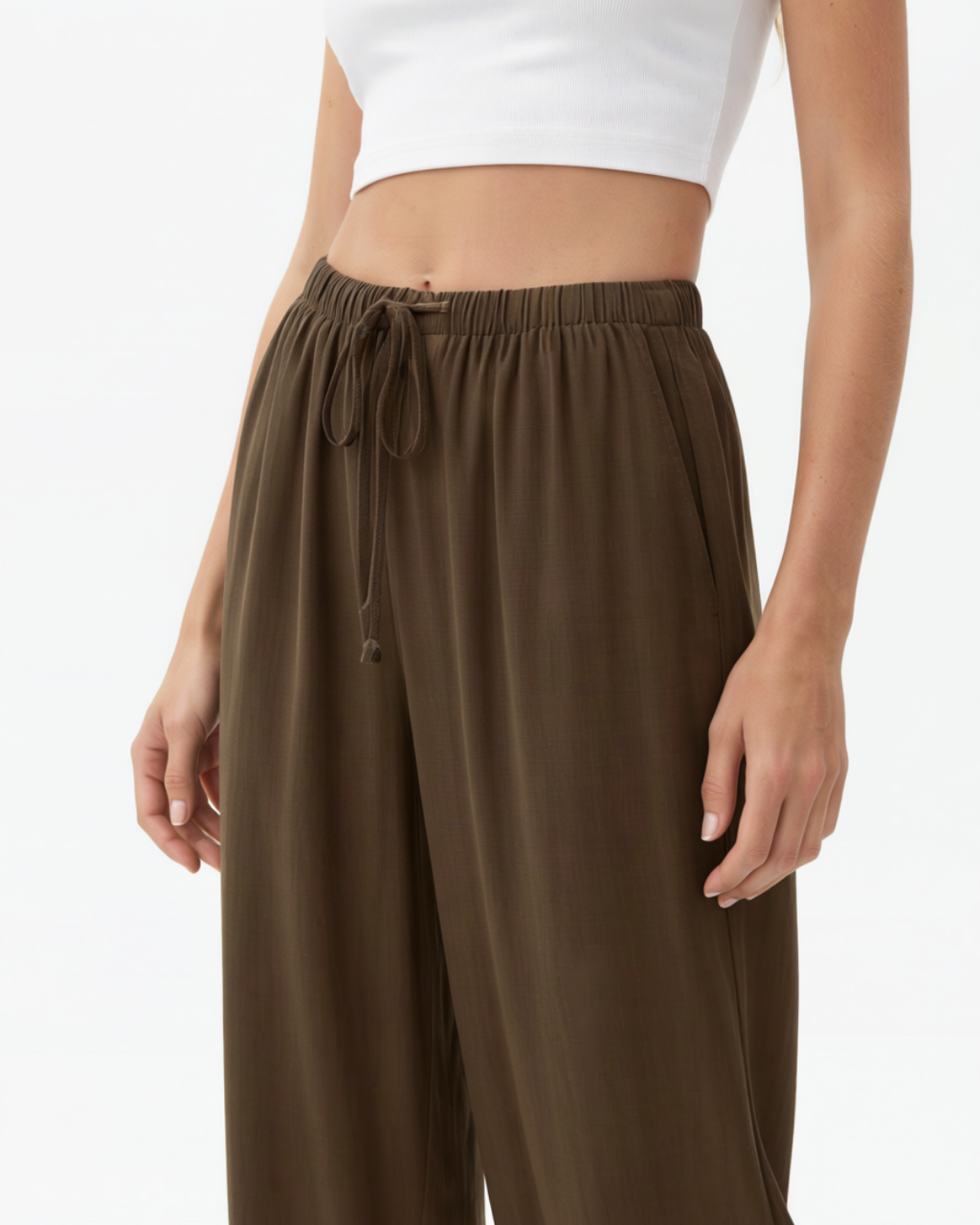 Women's Wide Leg Pants – Elastic Waist Relaxed Fit Trousers