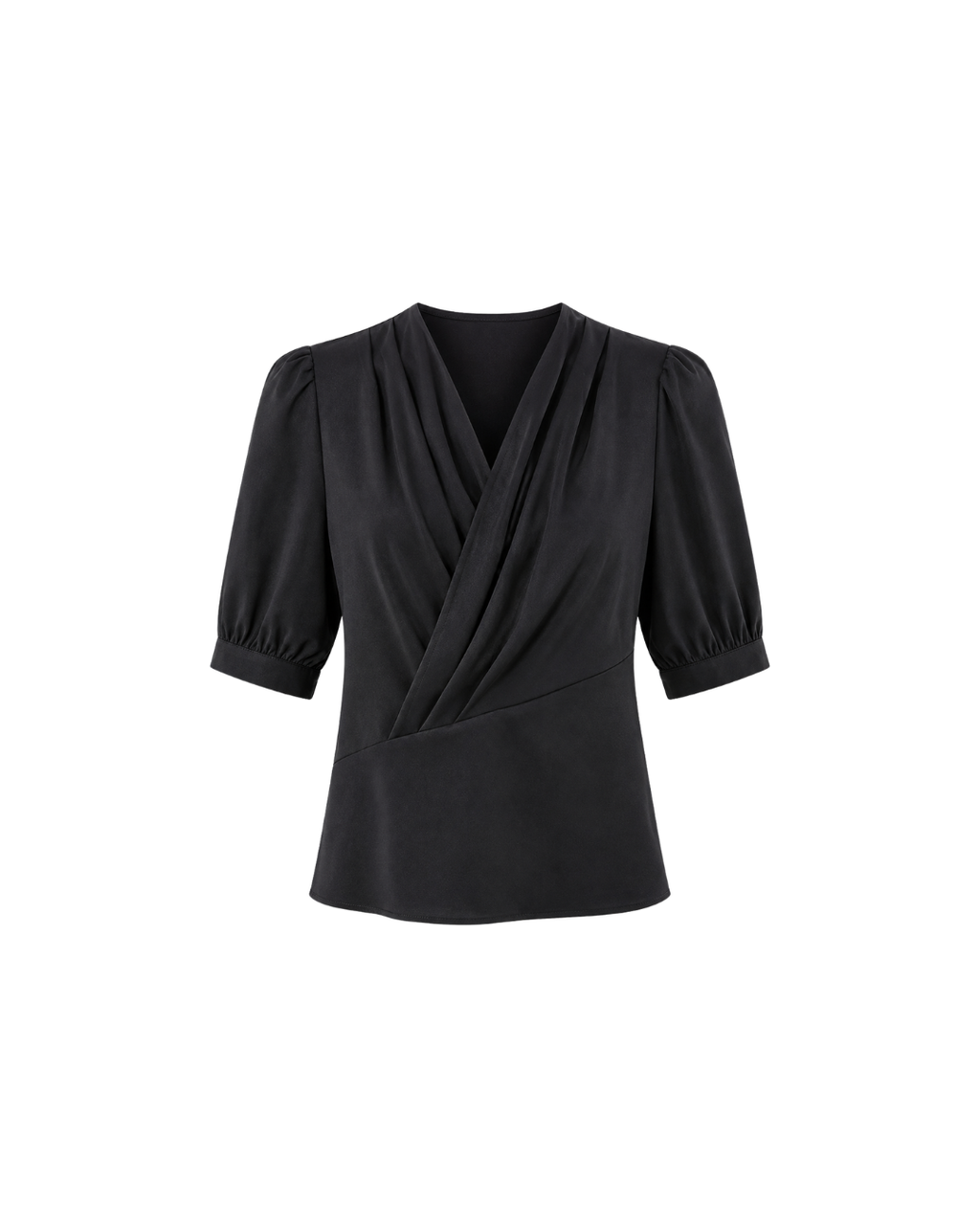 Women's V-Neck Short Sleeve Blouse – Elegant Polyester Shirt Top
