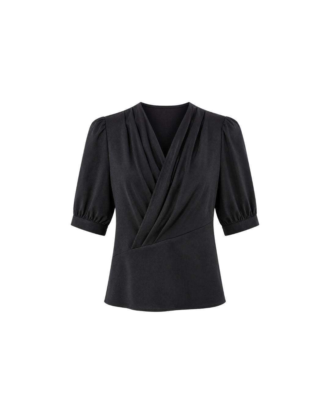 Women's V-Neck Short Sleeve Blouse – Elegant Polyester Shirt Top