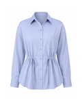 Women's Long Sleeve Button Shirt – Elegant Bow Waist Blouse