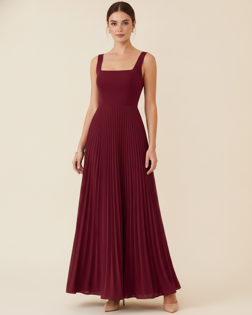 Women's Sleeveless A-Line Maxi Dress – Elegant Polyester Evening Dress