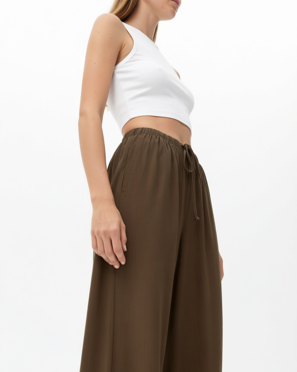 Women's Wide Leg Pants – Elastic Waist Relaxed Fit Trousers