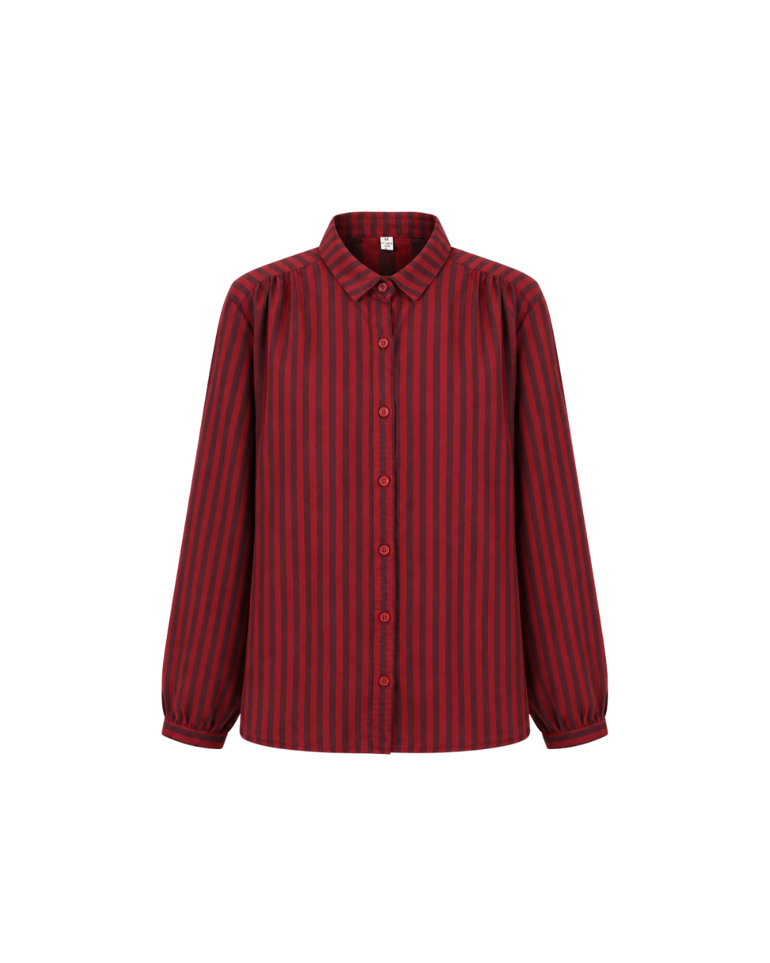 Women's Striped Cotton Button-Up Shirt – Long Sleeve Casual Blouse