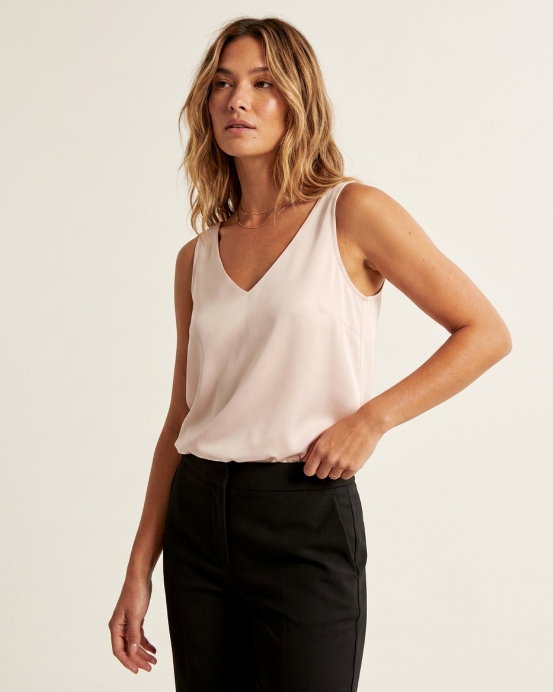 Women's V-Neck Satin Camisole Top – Elegant Sleeveless Summer Blouse