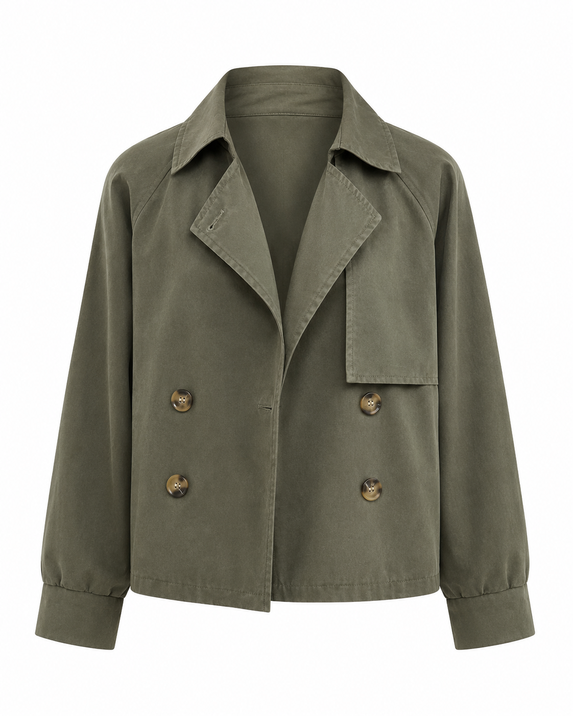 Women's Short Trench Coat – Polyester Lapel Jacket