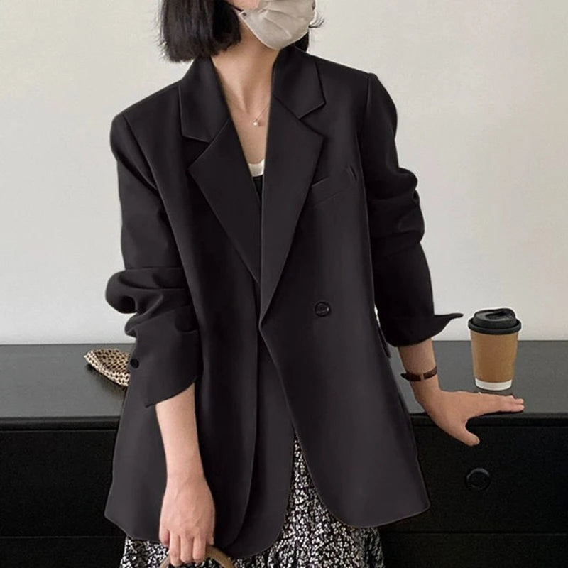 Women's Single-Button Blazer – Elegant Relaxed Fit Office Jacket