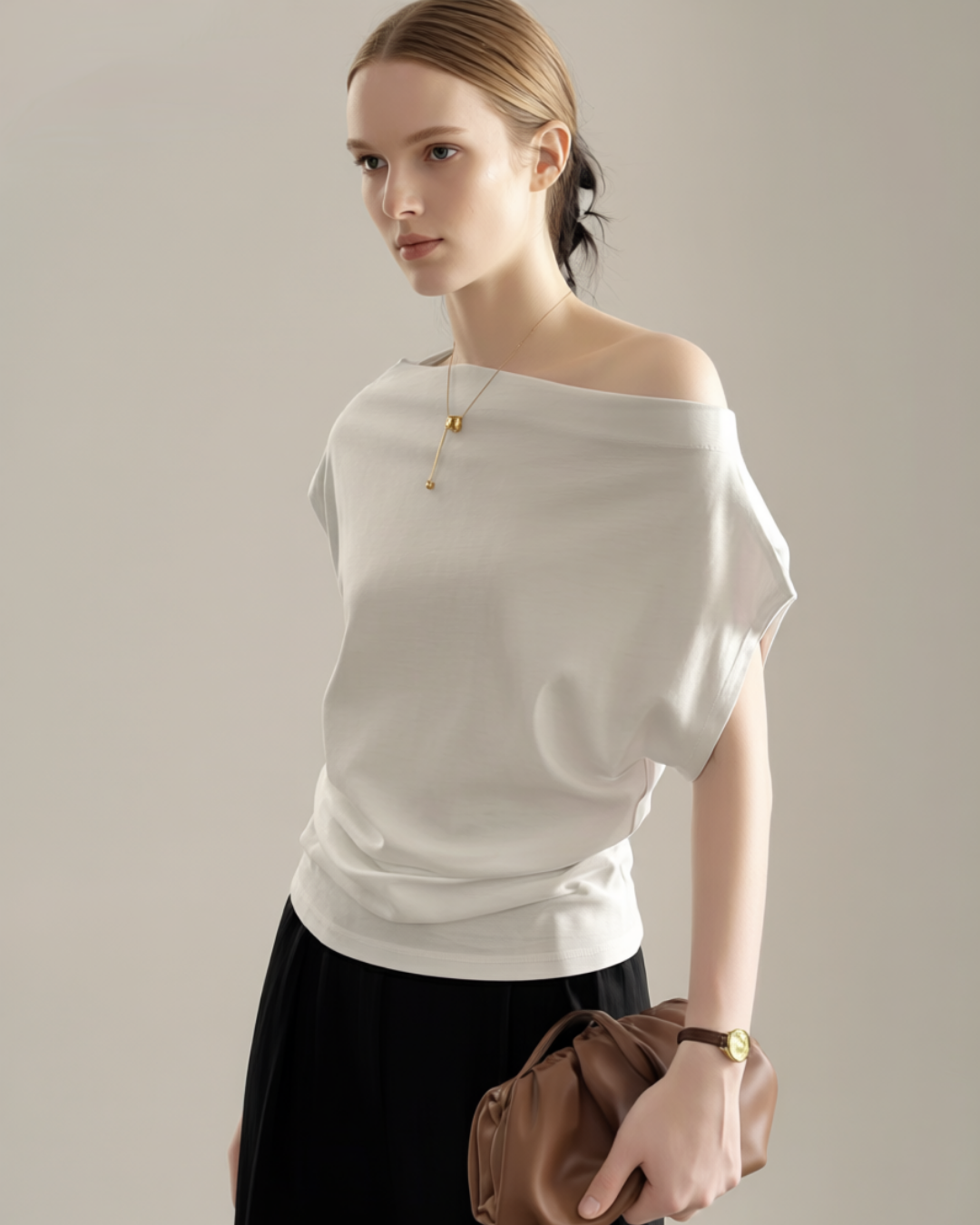 Women's Off-Shoulder Top – Elegant Relaxed Fit Blouse