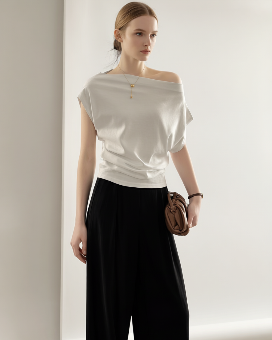 Women's Off-Shoulder Top – Elegant Relaxed Fit Blouse