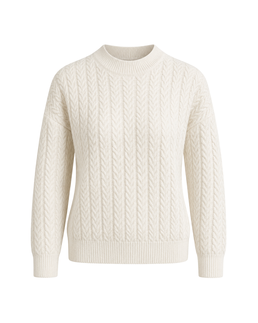 Women's Cable Knit Pullover Sweater – Relaxed Polyester Knit Top